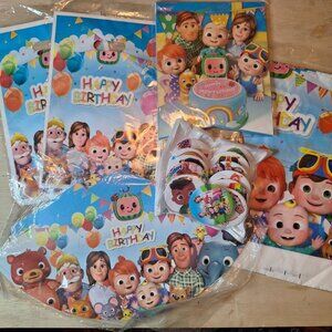 Coco Melon Birthday Party Supplies Set Banner Decorations Bags Tablecloth Pins